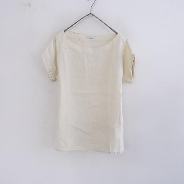 美品 FOG LINEN WORK リネン 半袖 ノーカラーシャツ 麻 フォグリネンワーク fog linen work *リネンプルオーバーシャツ