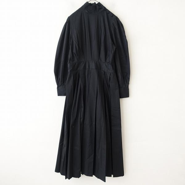 foufou THE DRESS コットンロングワンピース M ブラック フレア フーフー foufou *THE DRESS*1コットン綿ブラック黒ハイネックタック