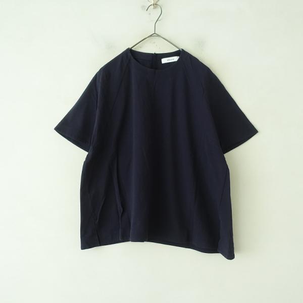 ebure エブール *コットン半袖プルオーバーシャツ*38綿ネイビー