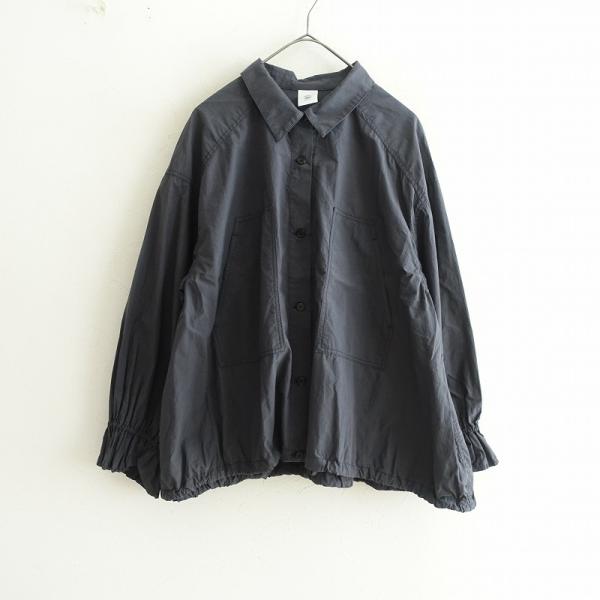 バスコ BASCO nest *コットン裾紐ブラウス*3綿チャコールネイビー紺 