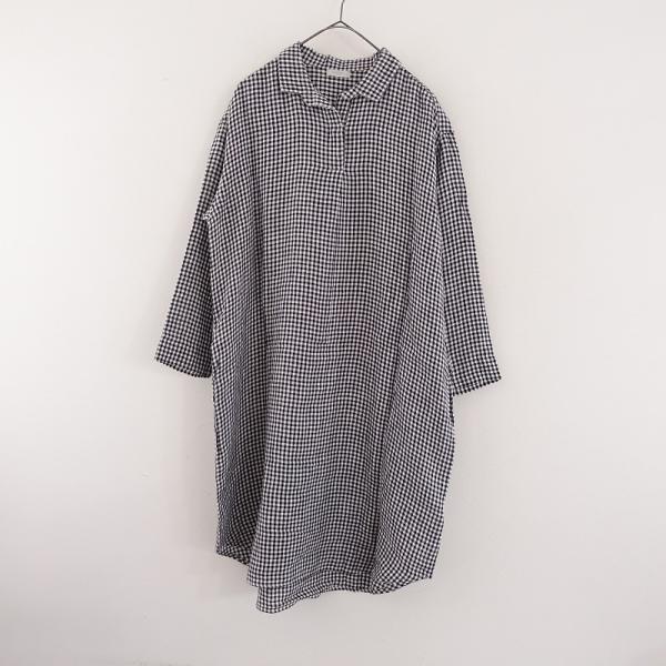フォグリネンワーク／チェック切り替え リトアニアリネンワンピース フォグリネンワーク fog linen work *リネンギンガムチェック
