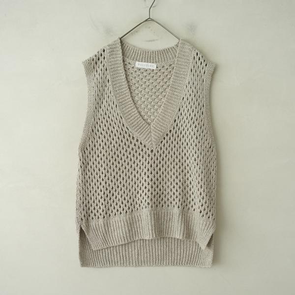 未使用☆プリスティン 和紙コットンシルク透かし編みPO ニット PRISTINE（プリスティン） *コットンリネンヤク透かし編みVネック