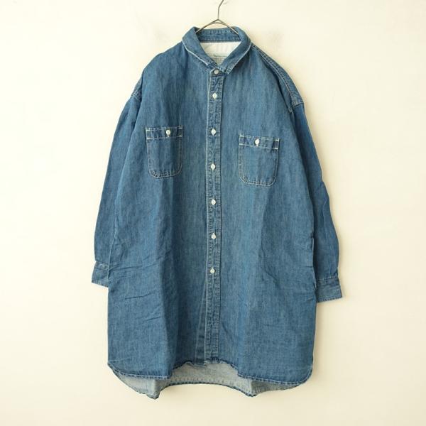 美品✨セオリーリュクス　コットンリネン　デニム調　ベルテッドコート　インディゴ ubasoku/リネンコットンインディゴデニムステンカラーコート -重さも