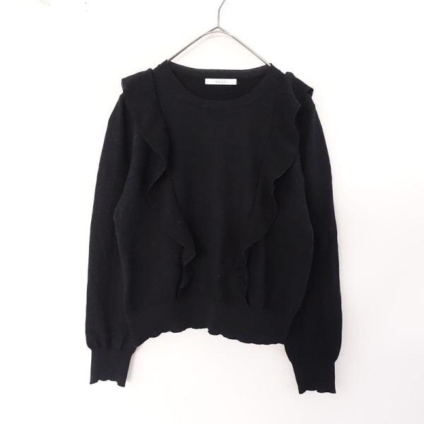 ANAYI ラメウール フリルプルオーバー 黒 ANAYI アナイ ラメウールフリルプルオーバー
