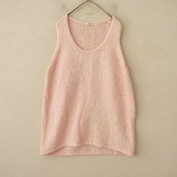 BLAMINK ブラミンク *シルクリネンニットベスト*38絹麻ピンク