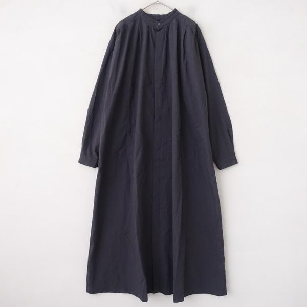 えみおわす *スタンドカラータックギャザーストライプワンピース