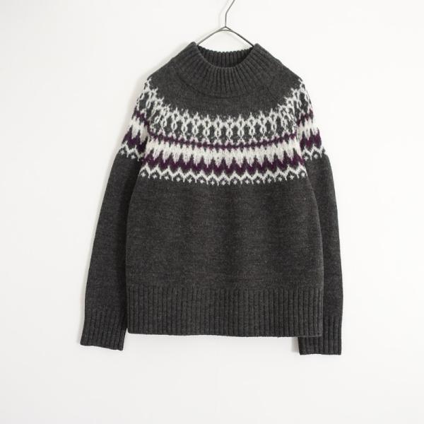 LILASIC（リラシク） *求心編みニットプルオーバー*M毛ウール混グレー