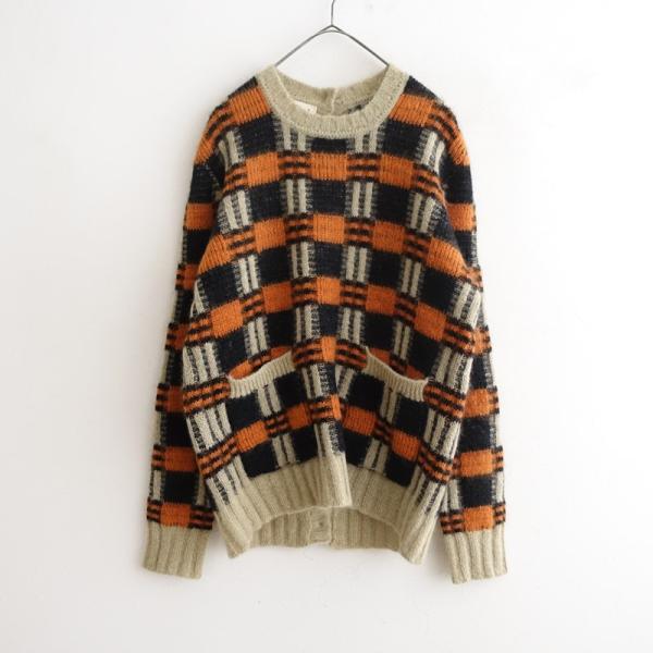 美品】マルニ MARNI *W Checkered Button Down Sweater モヘヤ混