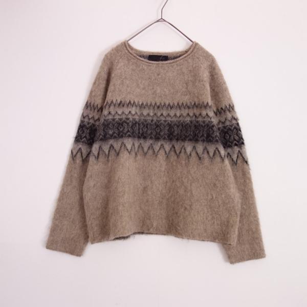 ZARA ニット ザラ ZARA *ウールアルパカ混柄編みニットプルオーバー*M/28ブラウン