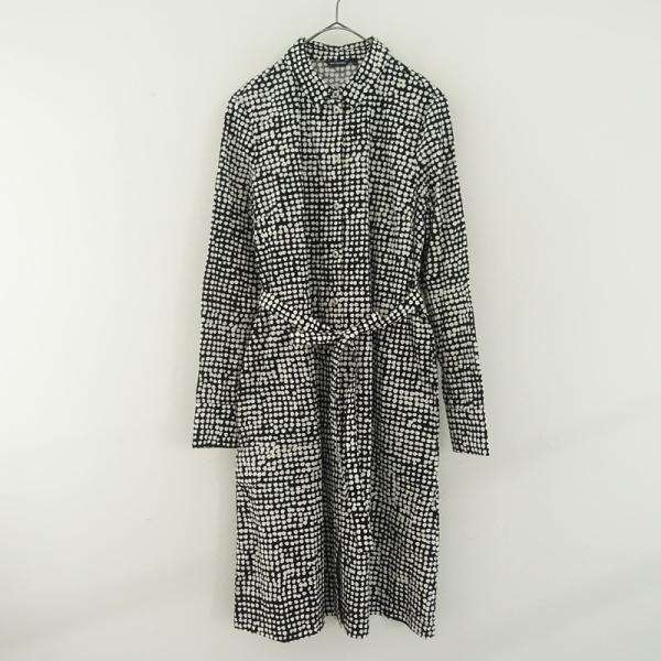 マリメッコ marimekko *長袖シャツワンピース*34綿コットン黒白