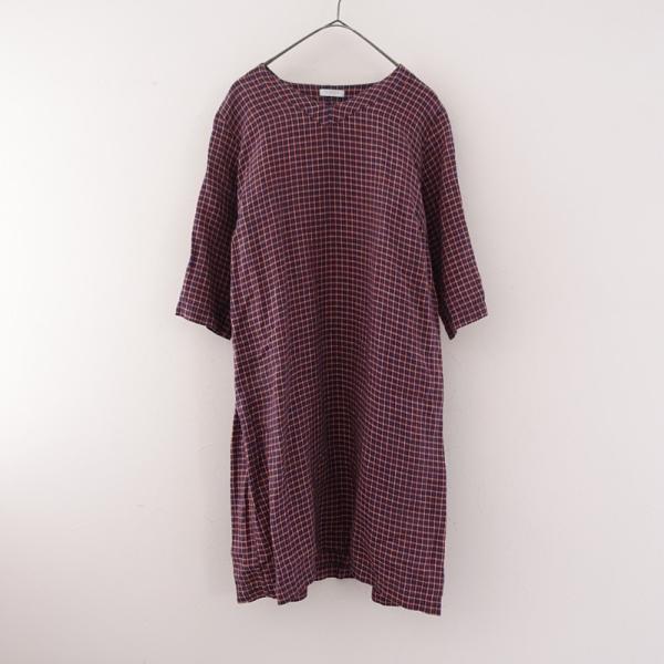 フォグリネンワーク fog linen work *リネン格子チェック後ろギャザーV