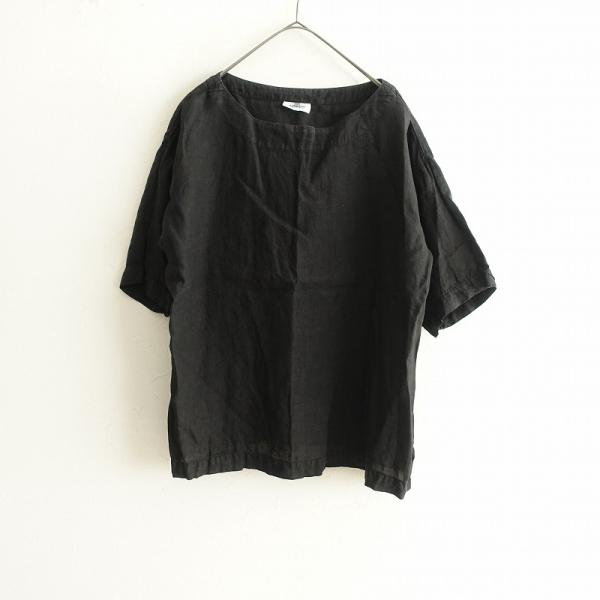 【2枚セット】ARMEN/アーメン/リネンブラウス/プルオーバー/白/ネイビー ARMEN アーメン *リネン半袖プルオーバー*0麻薄手ノーカラー