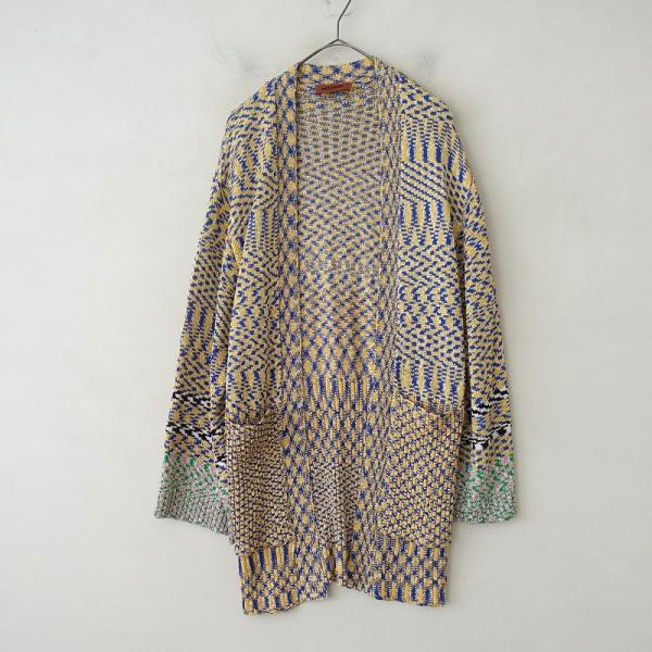 M MISSONI ロングカーディガン ニット ジャケット マルチカラー 40 ミッソーニ MISSONI*ドライニットローブ*38羽織ロングカーディガン