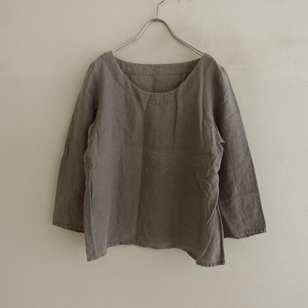 YAMMA //ヤンマ産業 *リネン8分袖プルオーバーシャツ*グレー無地