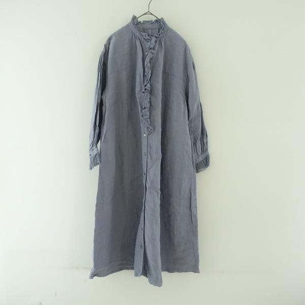 ネストローブnest Robe＊近江晒しスタンドフリルギャザーリネンビスチェ ネストローブnest Robe＊近江晒しスタンドフリルギャザーリネン