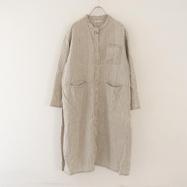【爽やかなリネン100％】fog linen work ストライプ ワンピース fog linen work - 【爽やかなリネン100％】fog linen work