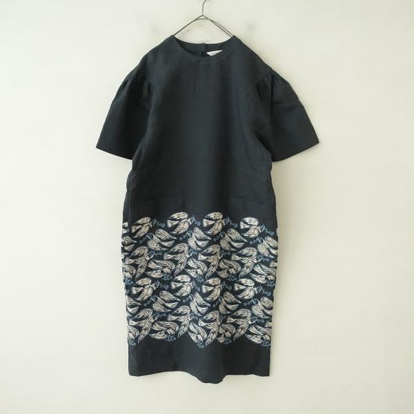 【美品ミナペルホネン】following day刺繍リネンワンピース サイズ38 mina perhonen（ミナペルホネン） 【定価8.3万】ミナペルホネン
