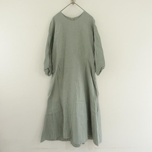 GASA ガサ　linen×cotton ワンピース GASA* 【定価7.1万】ガサ GASA *東方の旅ワンピース*Mグリーン