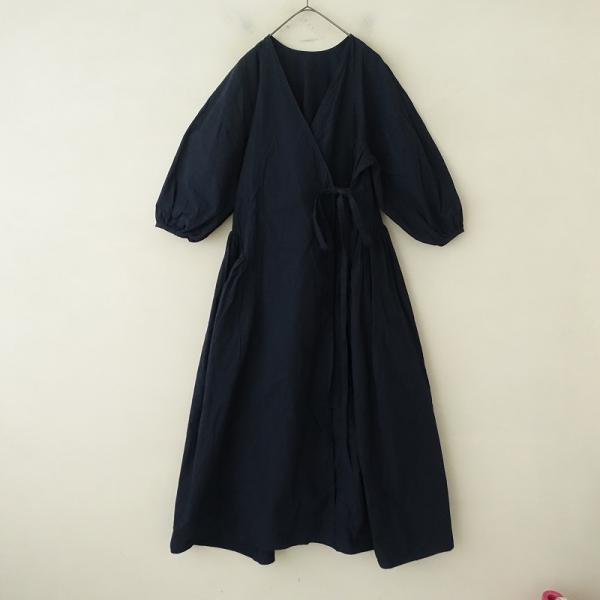 美品Curensology 2WAYコットンリネンドレス ワンピース♢七分袖☆黒 美品Curensology 2WAYコットンリネンドレス ワンピース♢七分袖