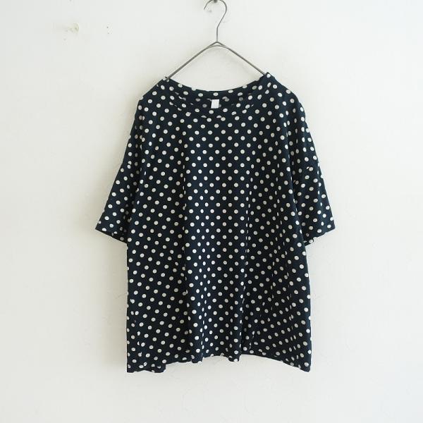prit プリット *ドットプリントコットン半袖Tシャツ*ネイビー