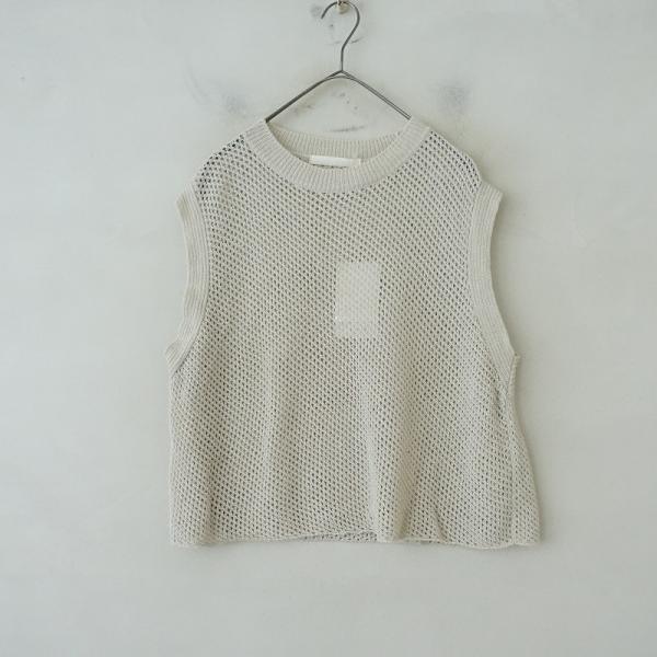 evam evaグレー ノースリーブニット リネン＆コットン evam eva｜cotton sleeveless｜ladies',tops