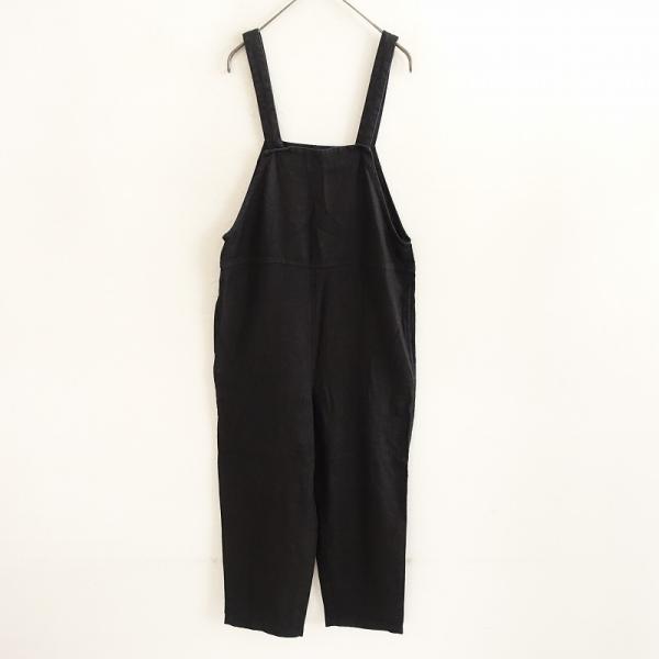 【美品】フォグリネンワーク リネン サロペット オーバーオール フォグリネンワーク fog linen work *リネンサロペット*1黒ブラック