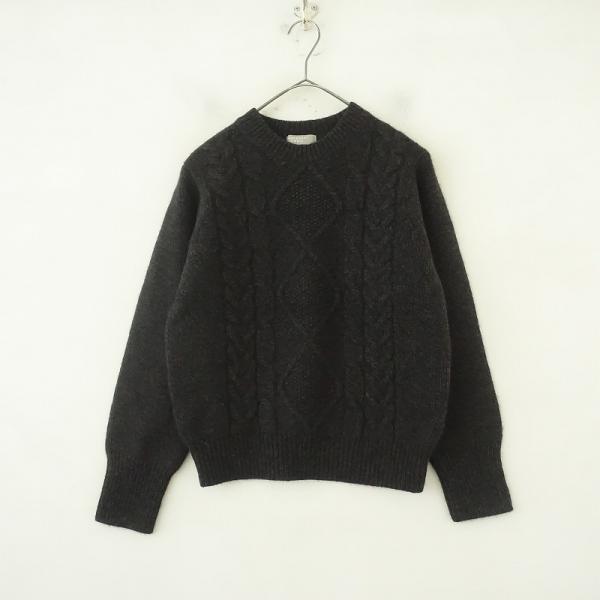 マーガレットハウエル　カシミヤシルク　ケーブルニット　ウール　クルーネック MARGARET HOWELL マーガレットハウエル *カシミヤ混ケーブル