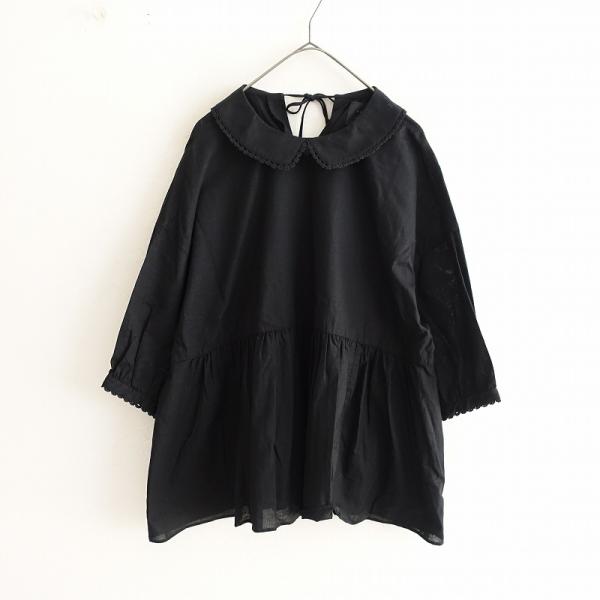 極美品 オオカミとフクロウ 上質 リネン 三拍子のブーケブラウス ブラック 美品】TANDEY オオカミとフクロウ *フクロウとのんきなハルウサギ