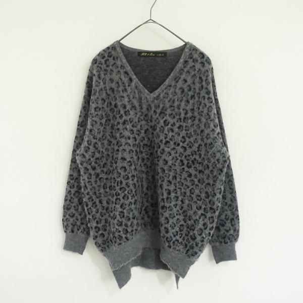 CLOTH&CROSS クロス＆クロス *ウールぶれんどレオパード柄Vネックプル
