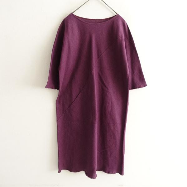 Babaghuri ババグーリ *リネン7分袖ボートネックワンピース*Mヨーガン