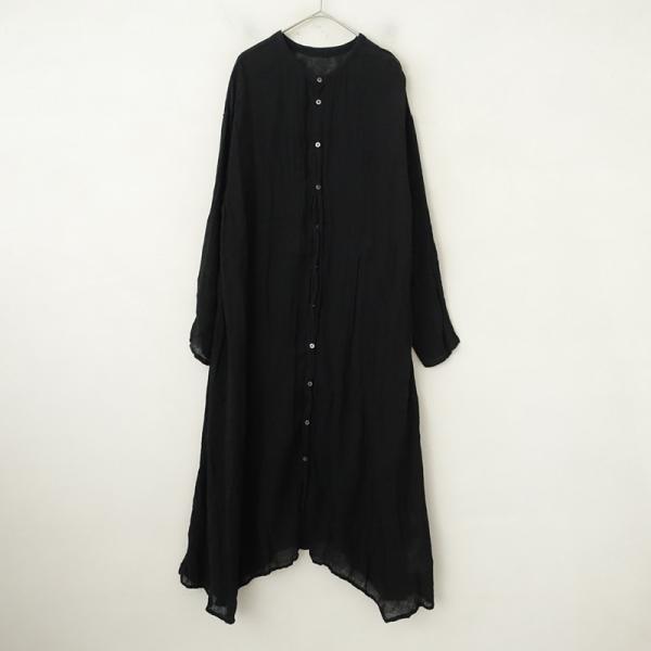 nest Robe（ネストローブ） *リネンガーゼAラインシャツワンピース*F黒