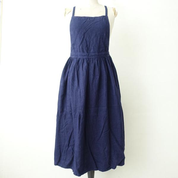 nest Robe（ネストローブ） *微起毛リネンエプロンワンピース*ネイビー