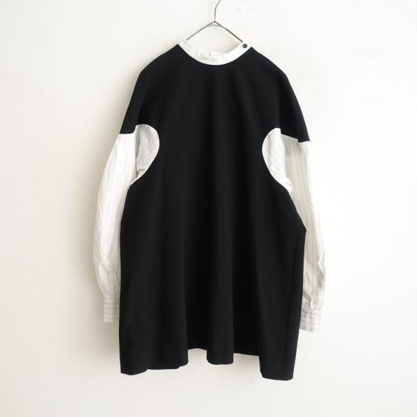 エンフォルド　ダブルクロス イレギュラーヘムプルオーバー　ブラウス　レイヤード ENFOLD（エンフォルド） *ダブルクロスコンビプルオーバーシャツ*38