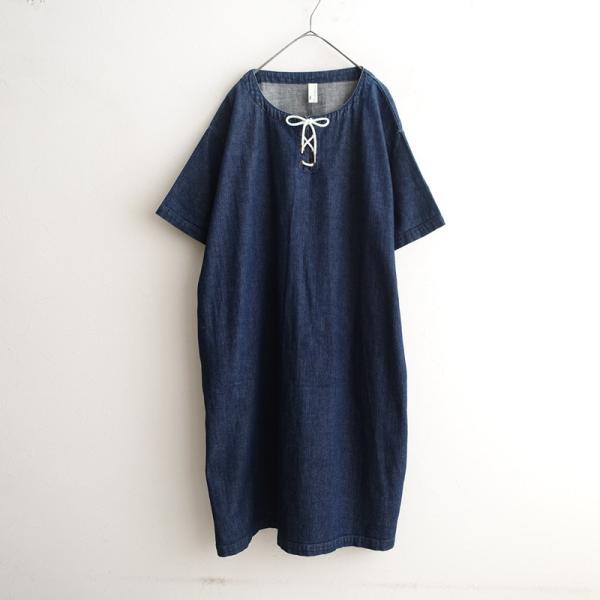 Kelen（ケレン） *レースアップデニムワンピース*Mインディゴネイビー