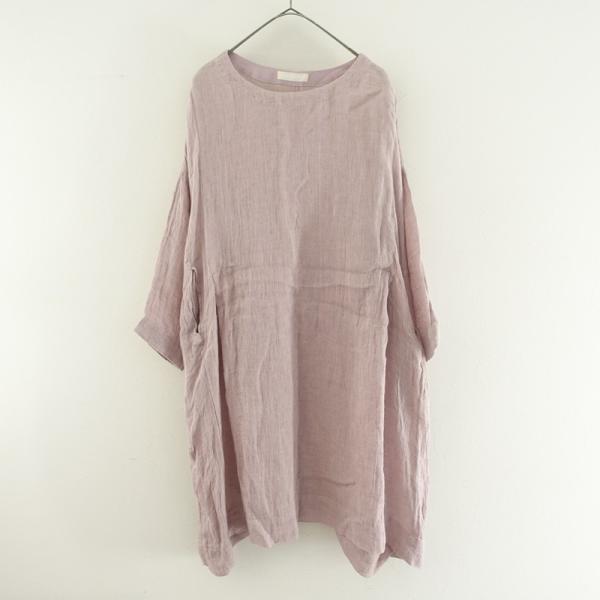 新品・未使用品 nest Robe ネストローブ　リネンプチカラーチュニック nest Robe（ネストローブ） 【定価2.7万】ネストローブ *紅茶 先染め