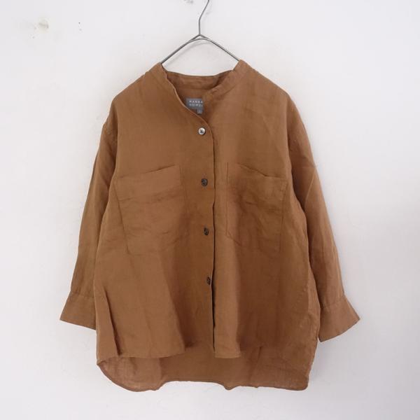 マーガレットハウエル シャツ ブラウス 2 茶 リネン 長袖 無地 MARGARET HOWELL（マーガレットハウエル）の「LINEN PLAINWEAVE Ⅱ