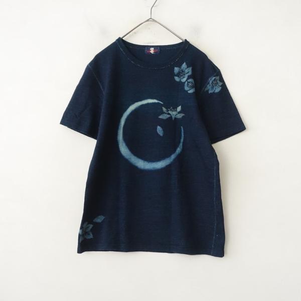 パラスパレス Pal'las Palace *インディゴ染めコットン花柄半袖Tシャツ