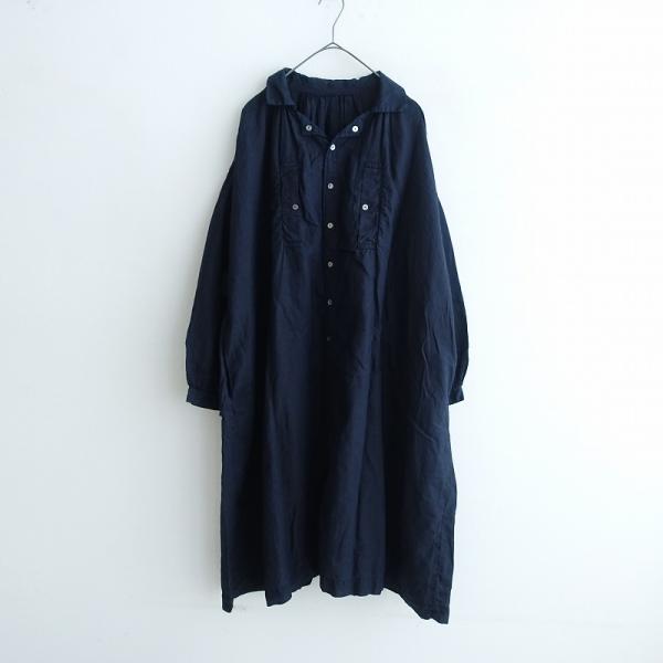 nest Robe 【染】ネストローブ *リネンワンピース*麻ネイビー