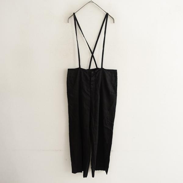 Lisette✨リネン サロペット 染】リゼッタ Lisette *吊りパンツ*38麻リネン混ツイルブラック