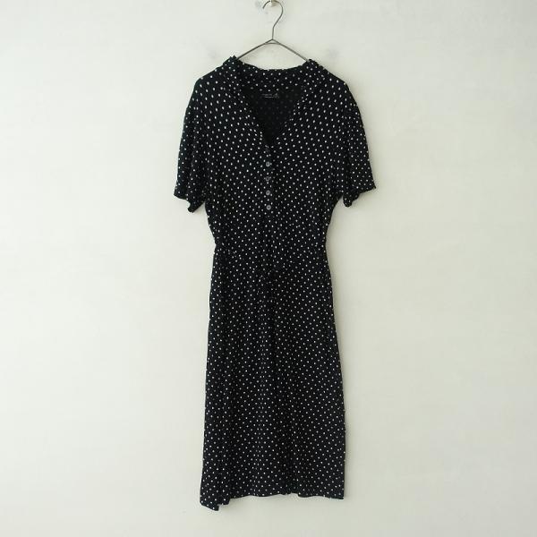 agnes b. アニエスベー b.*半袖ドットワンピース*腰紐シャツ水玉 agnes b. アニエスベー b.*半袖ドットワンピース*腰紐シャツ水玉