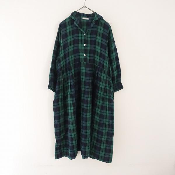 フォグリネンワーク fog linen work×hal *チェックワンピース*長袖