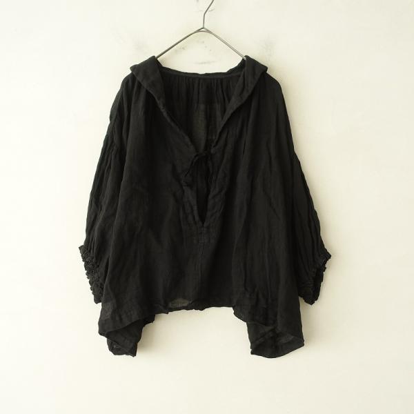 nest Robe リネンガーゼレース紐ブラウス　白 nest Robe リネンガーゼレース紐ブラウス 白