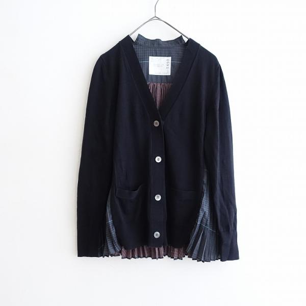sacai（サカイ） *プリーツカーディガン*ブラックコットン綿トップス