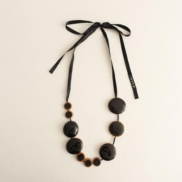 マルニ MARNI *ネックレス*ブラックブラウンリボンサークルモチーフ