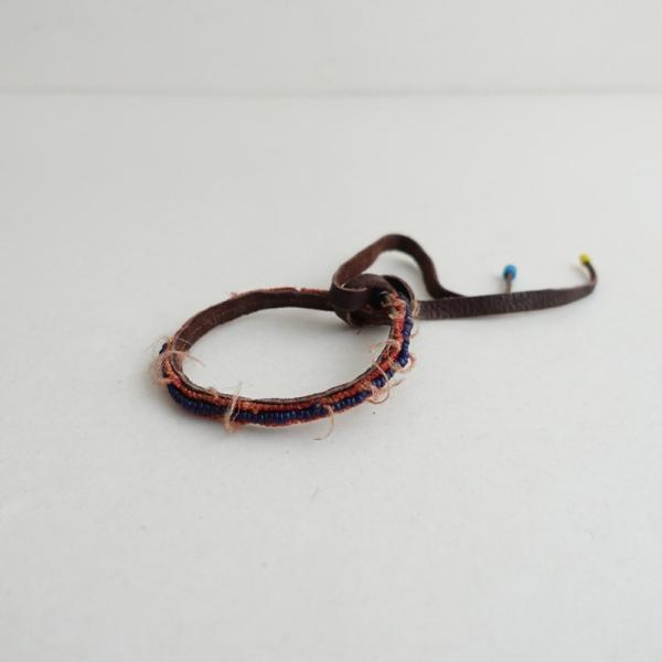 アンリークイール HENRY CUIR *レザーブレスレット*ブラウンブルーレッド革ビーズアクセサリー(ac30-2605-290)【72F62】
