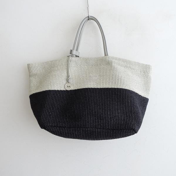 【美品】MARCO MASIレザーハンドルラフィアバッグ　ブラウン MARCO MASI】【別注】 レザーハンドル ラフィア トートバッグL｜collex