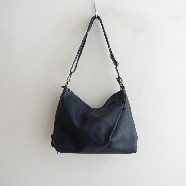 マザーハウス MOTHERHOUSE *レザーショルダーバッグ*かばん皮革紺0825
