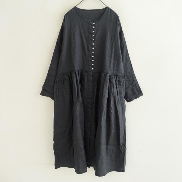 08Mab ゼロハチマブ 08 Mab *リネンギャザー切替ワンピース*F麻