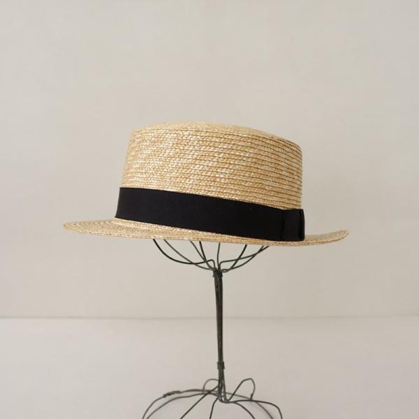 【美品/定価1.1万】田中帽子店 *カンカン帽*天然素材ライトベージュ麦わら帽子天然草木(ha30-2604-251)【02E62】