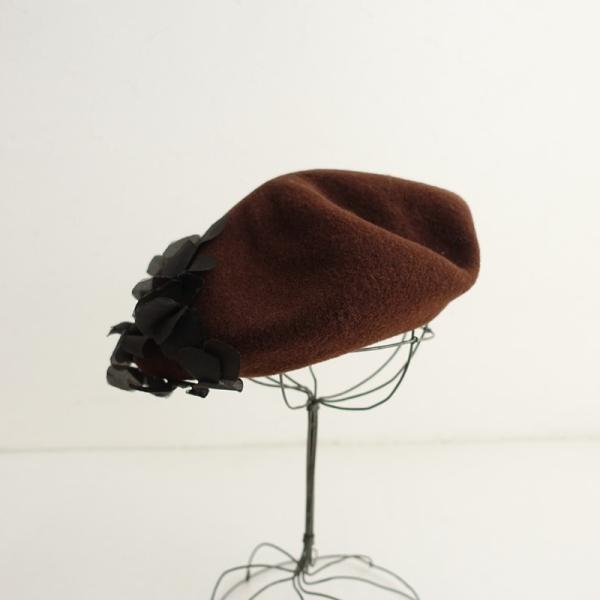 Sugri スグリ *ウールフェルトベレー帽*ぼうしブラウン毛1125(ha7-2511
